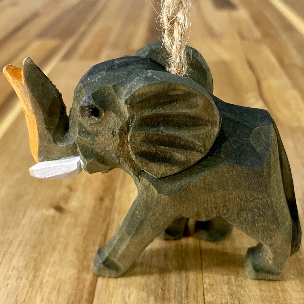 Hand Carved Wooden Safari Animal Hanging Christmas Ornaments African Animals